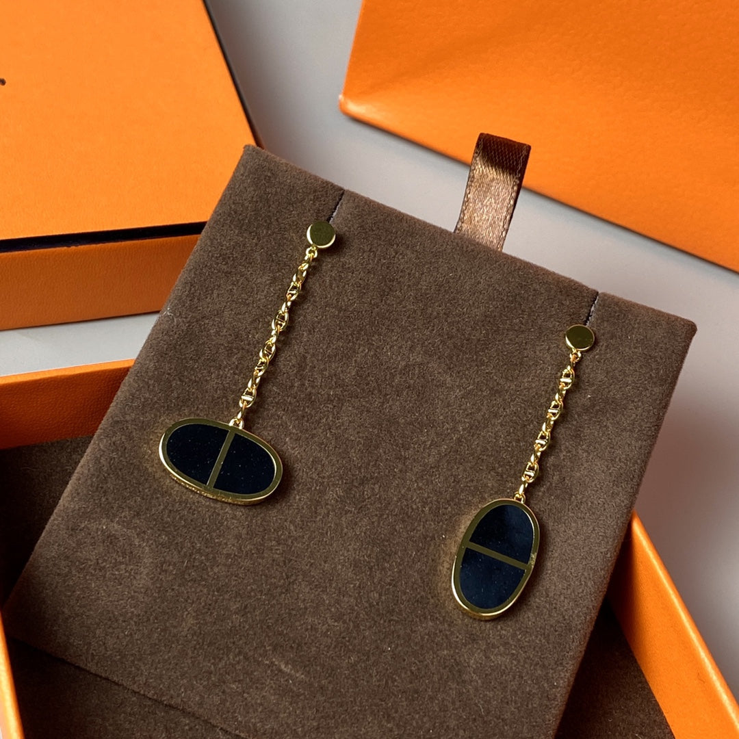 [Peak]CHAINE VERSO BLACK CERAMIC EARRINGS