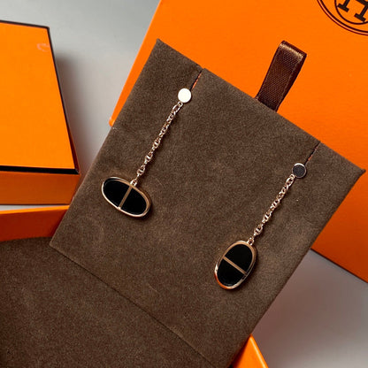 [Peak]CHAINE VERSO BLACK CERAMIC EARRINGS