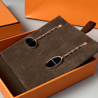 [Peak]CHAINE VERSO BLACK CERAMIC EARRINGS