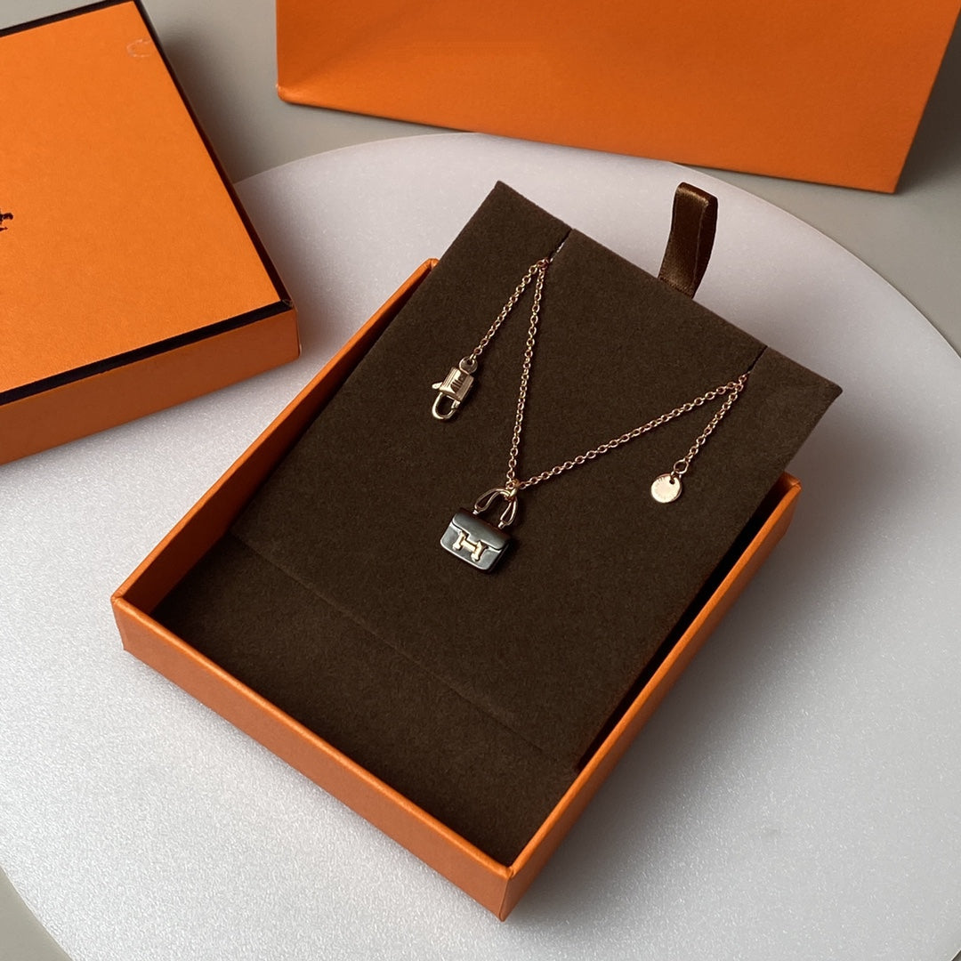 [Peak]CONSTANCE BLACK PEDANT ROSE GOLD NECKLACE
