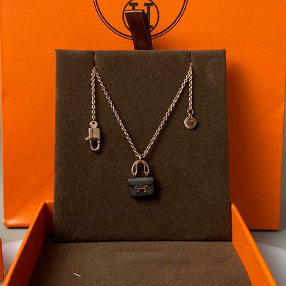 [Peak]CONSTANCE BLACK PEDANT ROSE GOLD NECKLACE