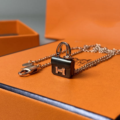 [Peak]CONSTANCE BLACK PEDANT ROSE GOLD NECKLACE