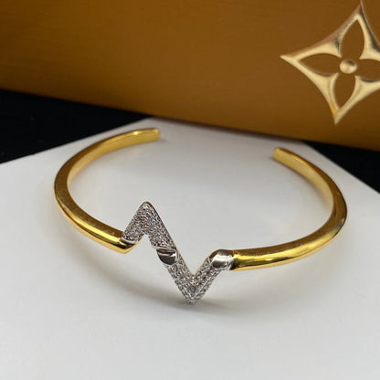 [Peak]VOLTE UPSITE DOWN DIAMOND GOLD OPEN BRACELET