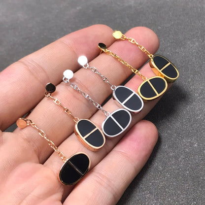 [Peak]CHAINE VERSO BLACK CERAMIC SILVER EARRINGS