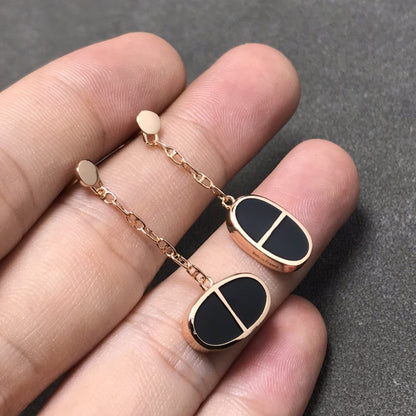[Peak]CHAINE VERSO BLACK CERAMIC SILVER EARRINGS