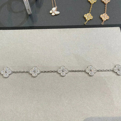 [Peak]LUCKY CLOVER 5-MOTIF BRACELET - FULL-DIAMOND