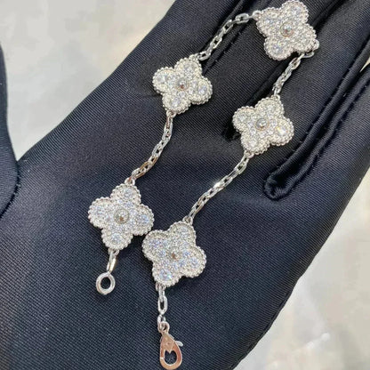 [Peak]LUCKY CLOVER 5-MOTIF BRACELET - FULL-DIAMOND