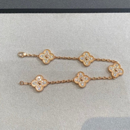 [Peak]LUCKY CLOVER 5-MOTIF BRACELET - FULL-DIAMOND