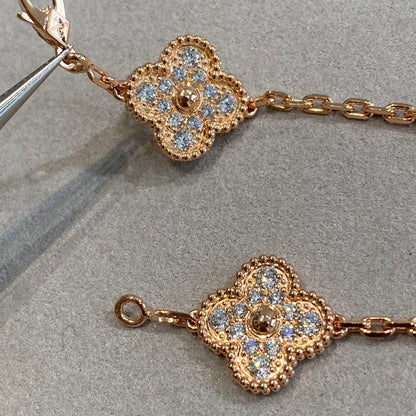 [Peak]LUCKY CLOVER 5-MOTIF BRACELET - FULL-DIAMOND