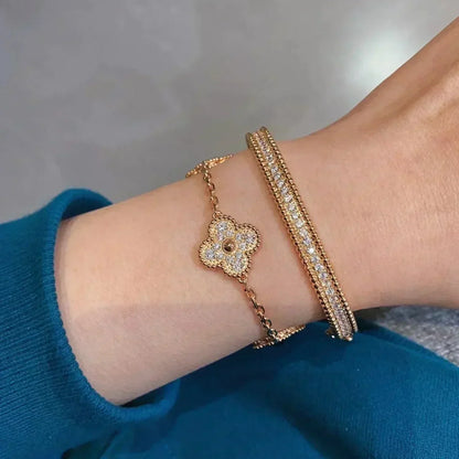 [Peak]LUCKY CLOVER 5-MOTIF BRACELET - FULL-DIAMOND