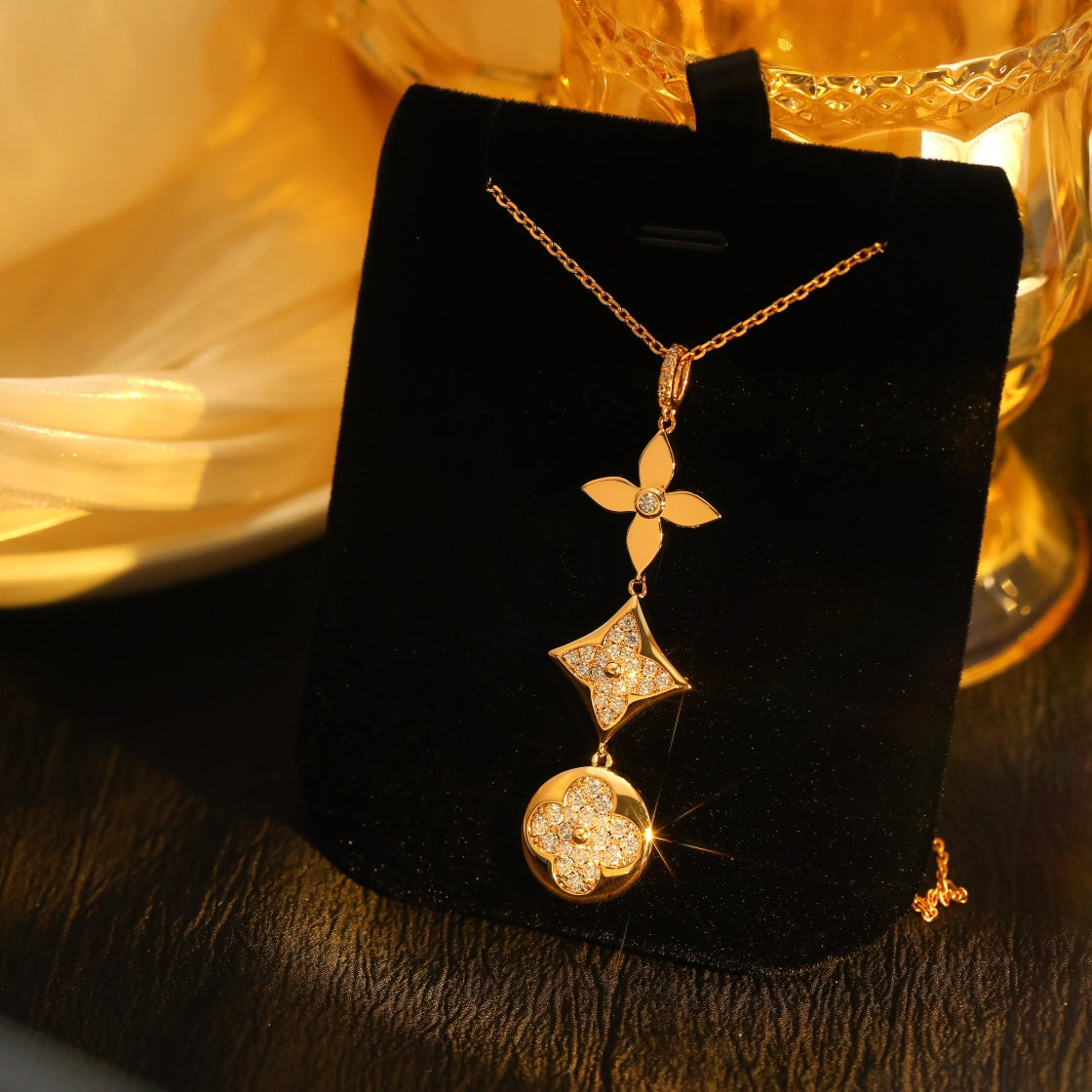 [Peak]STAR AND SUN DIAMOND ROSE GOLD NECKLACE