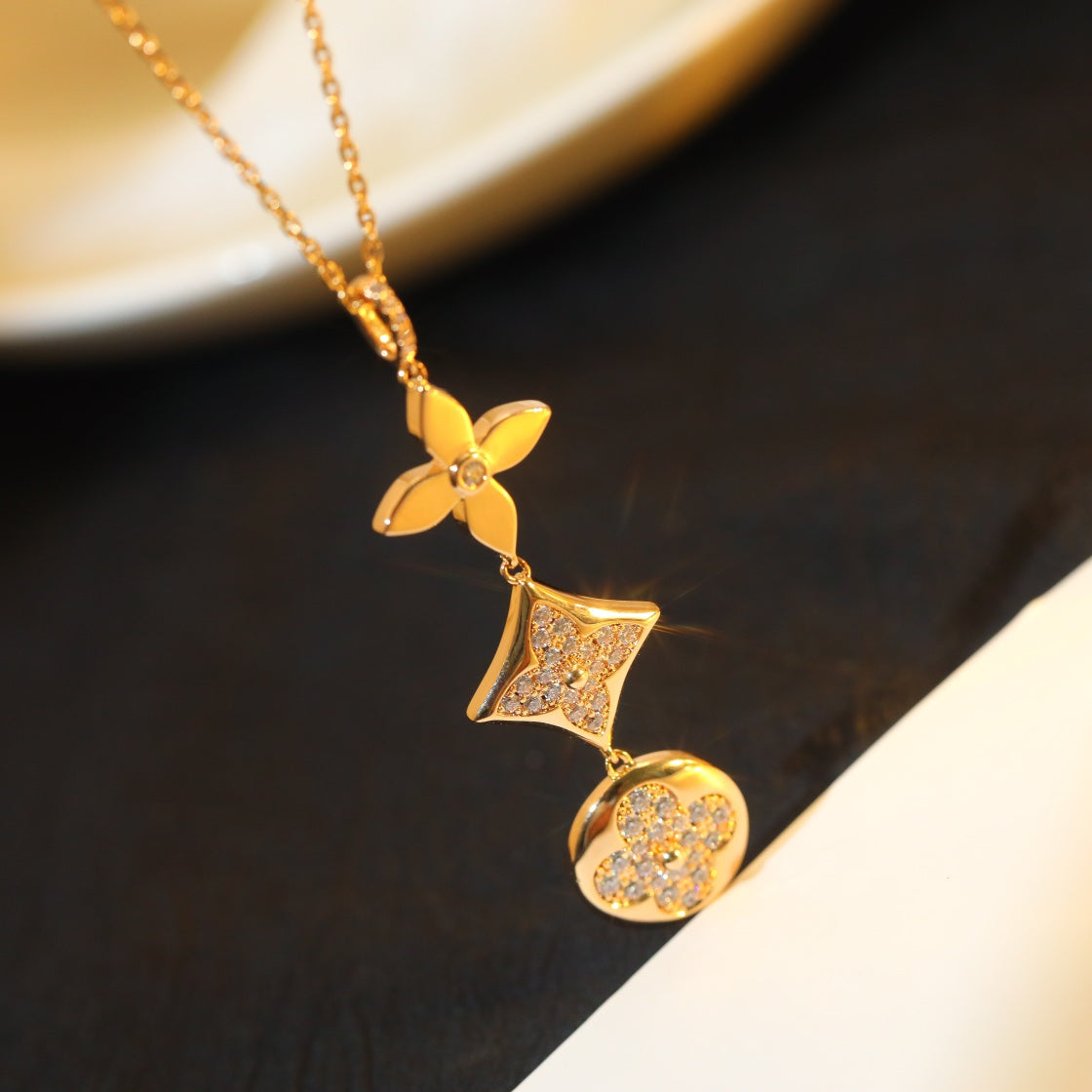 [Peak]STAR AND SUN DIAMOND ROSE GOLD NECKLACE