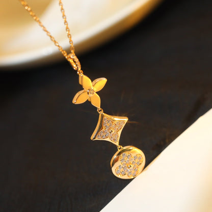 [Peak]STAR AND SUN DIAMOND ROSE GOLD NECKLACE