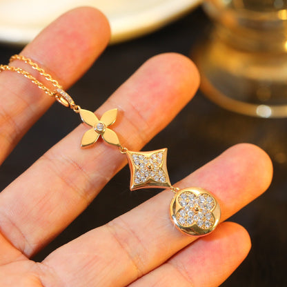 [Peak]STAR AND SUN DIAMOND ROSE GOLD NECKLACE