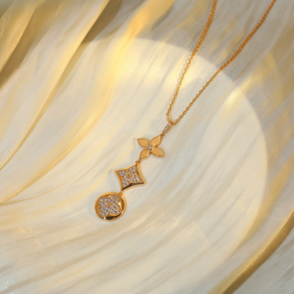 [Peak]STAR AND SUN DIAMOND ROSE GOLD NECKLACE