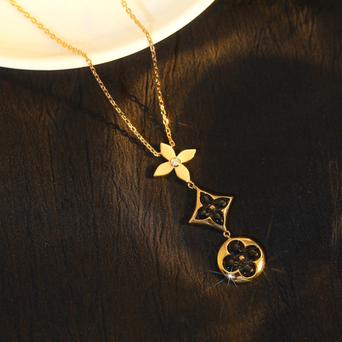 [Peak]STAR AND SUN ONYX ROSE GOLD NECKLACE