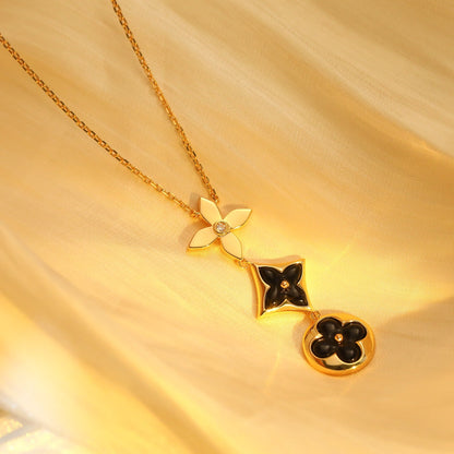 [Peak]STAR AND SUN ONYX ROSE GOLD NECKLACE