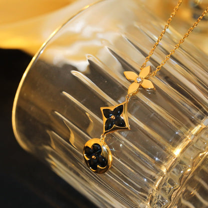 [Peak]STAR AND SUN ONYX ROSE GOLD NECKLACE