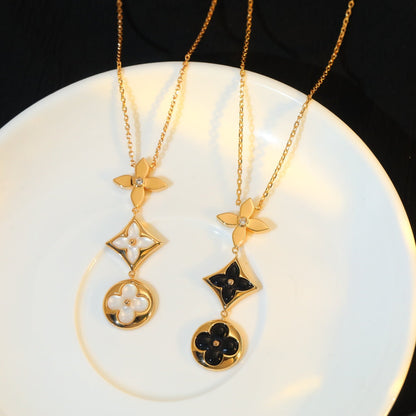 [Peak]STAR AND SUN ONYX ROSE GOLD NECKLACE
