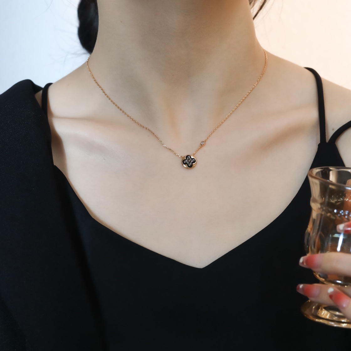 [Peak]SUN PEDANT ROSE GOLD 1 DIAMOND NECKLACE