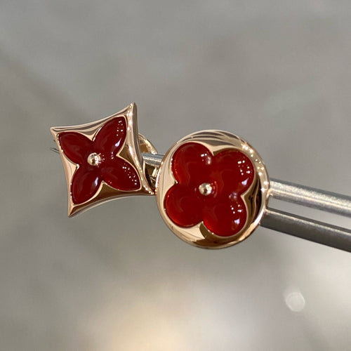 [Peak]STAR AND SUN ROSE GOLD CARNELIAN STUD EARRINGS