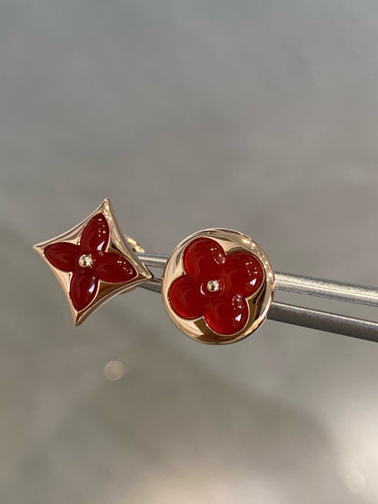 [Peak]STAR AND SUN ROSE GOLD CARNELIAN STUD EARRINGS