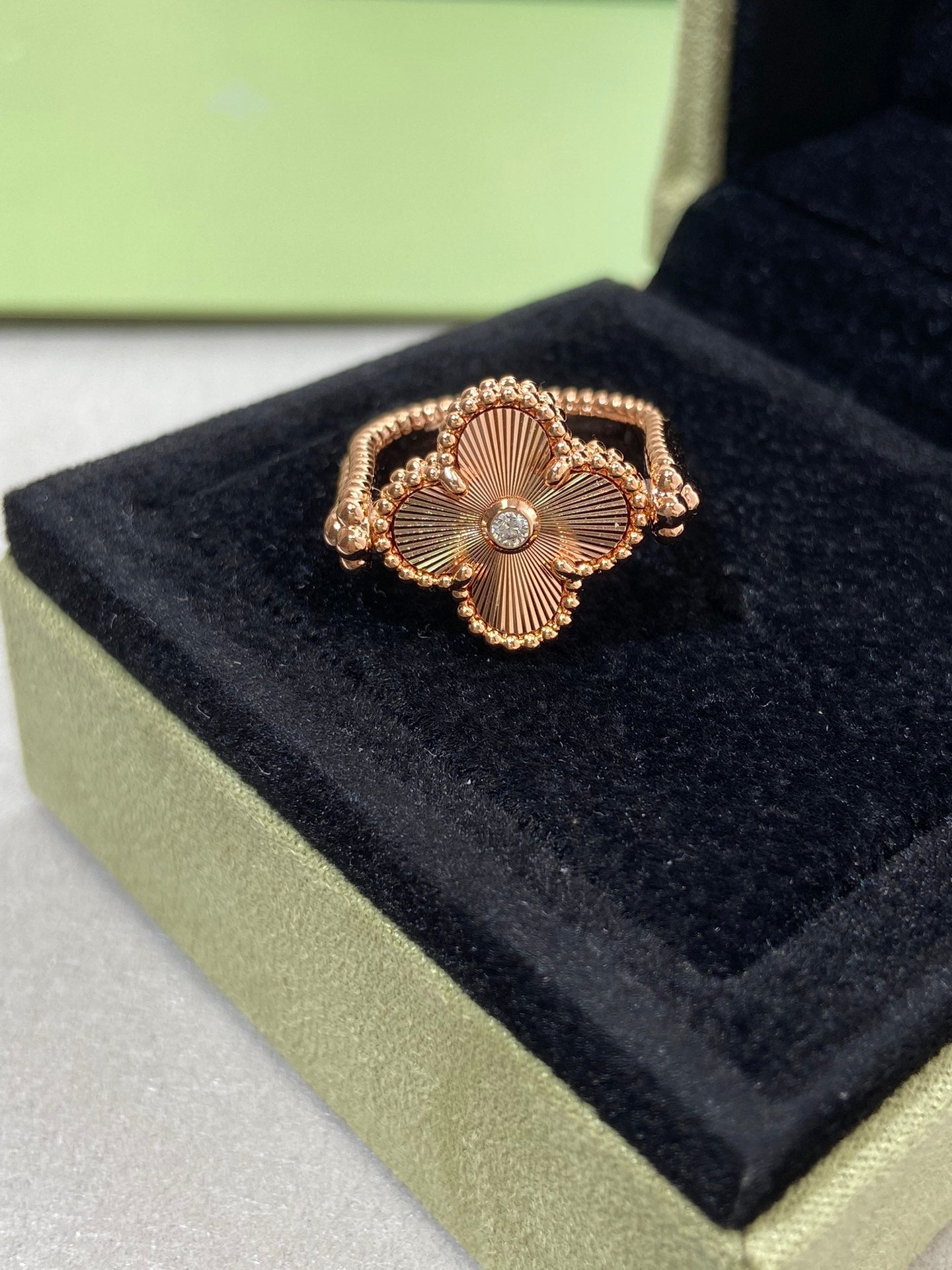 [Peak]LUCKY CLOVER ROSE GOLD REVERSIBLE RING