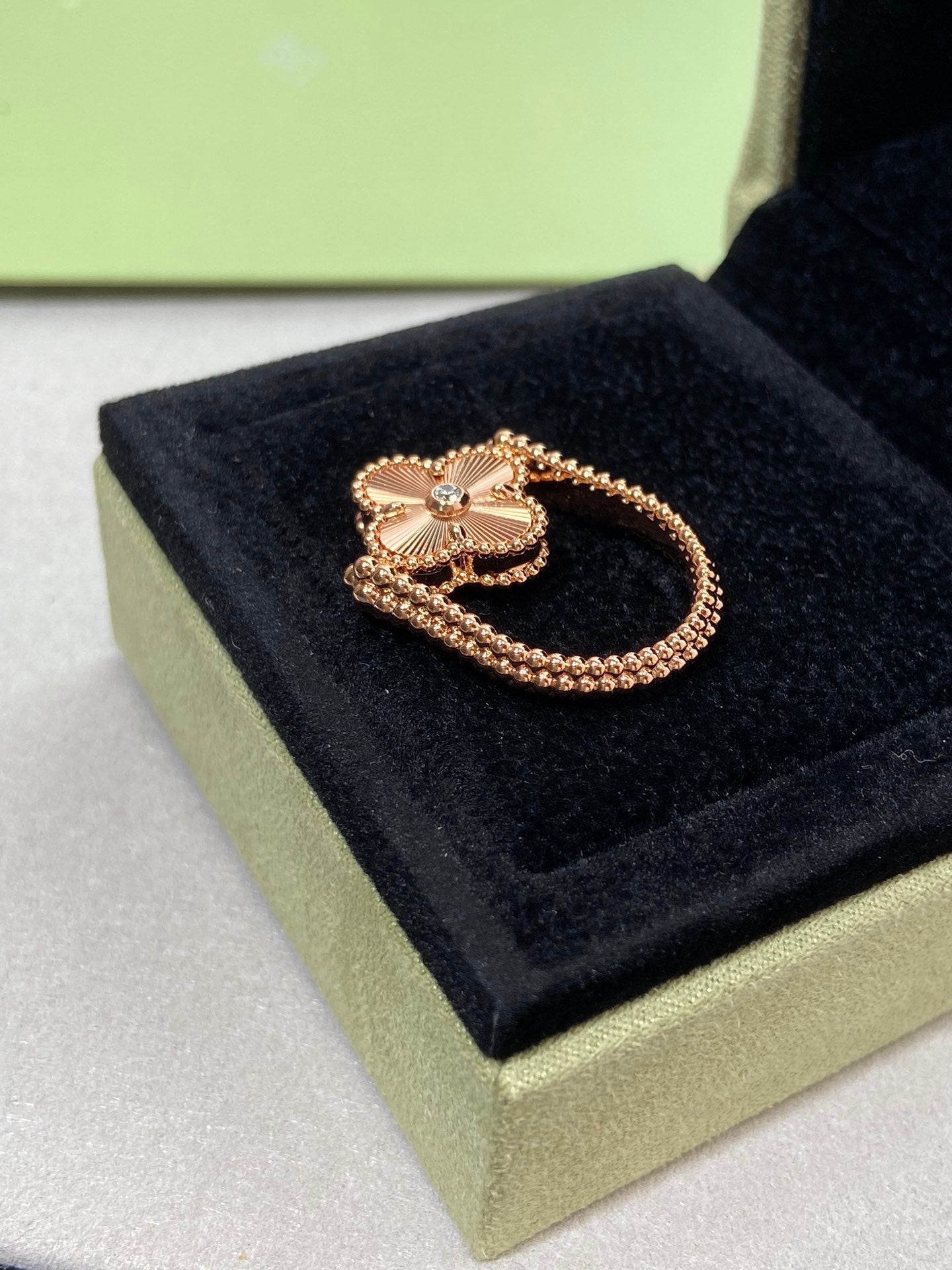 [Peak]LUCKY CLOVER ROSE GOLD REVERSIBLE RING