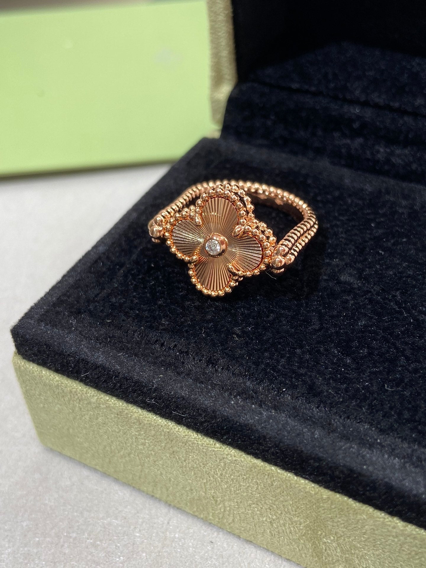 [Peak]LUCKY CLOVER ROSE GOLD REVERSIBLE RING
