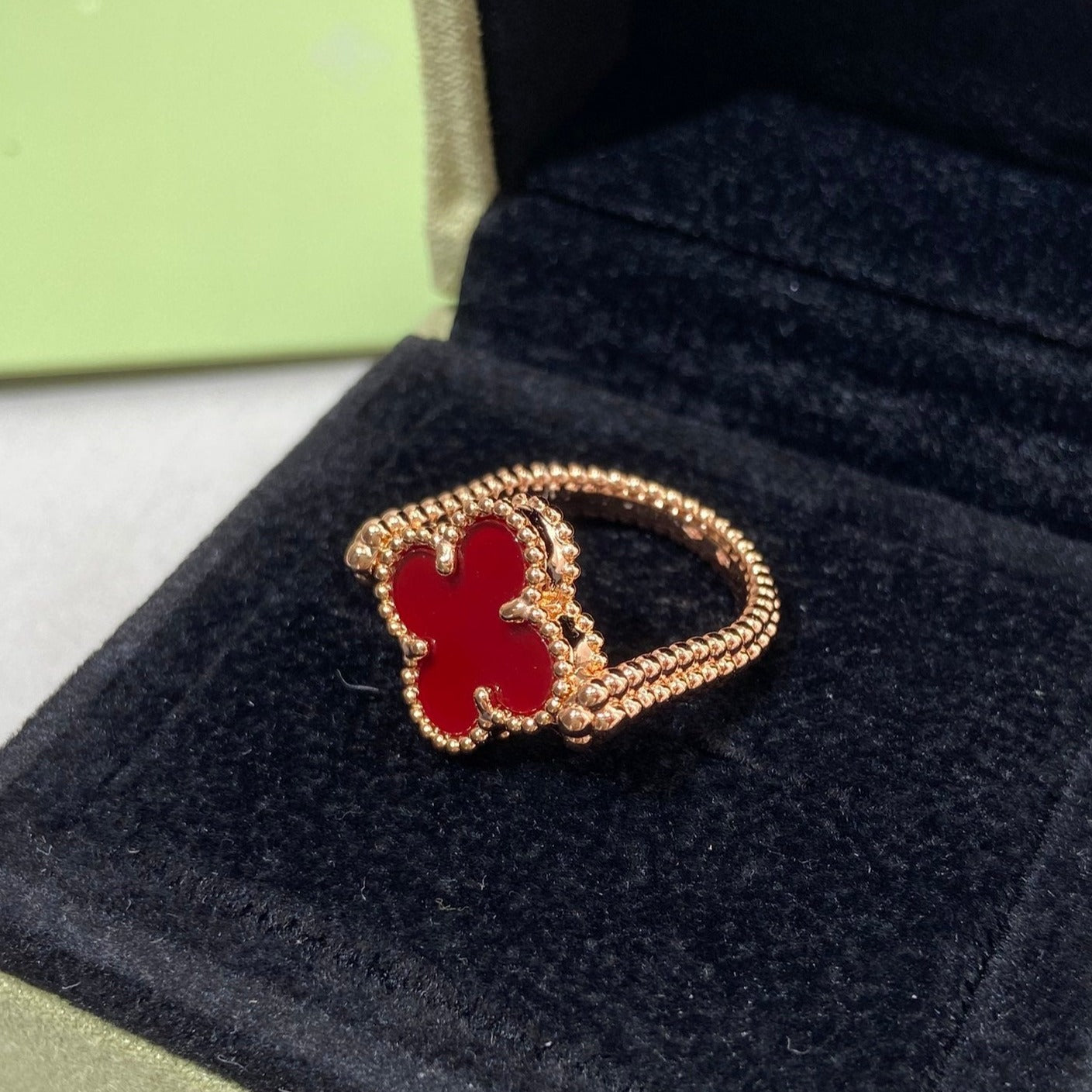 [Peak]LUCKY CLOVER ROSE GOLD REVERSIBLE RING