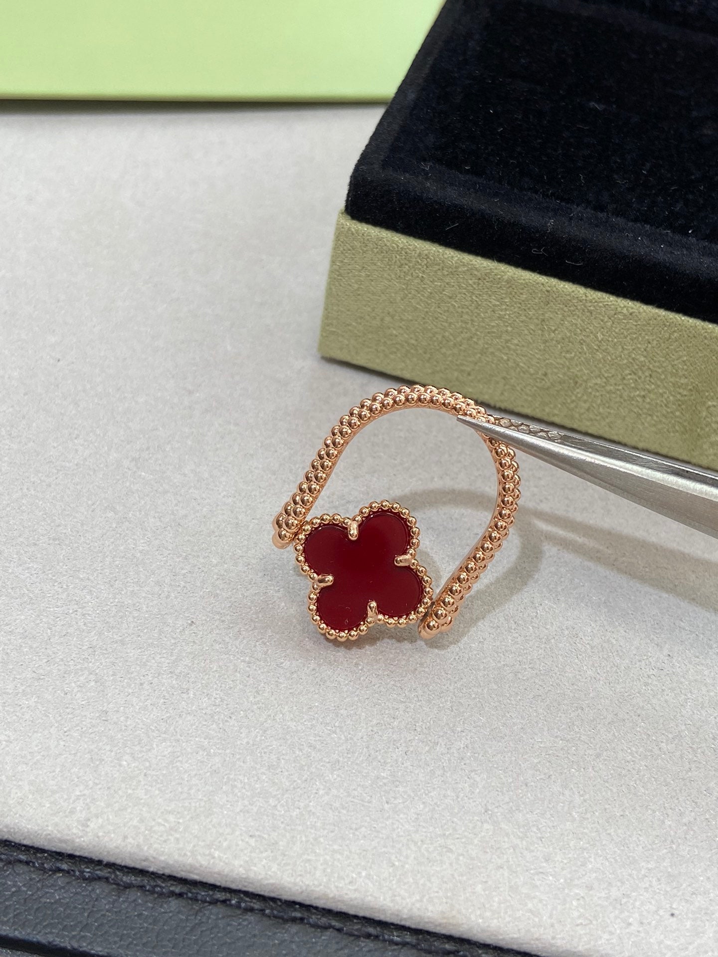 [Peak]LUCKY CLOVER ROSE GOLD REVERSIBLE RING