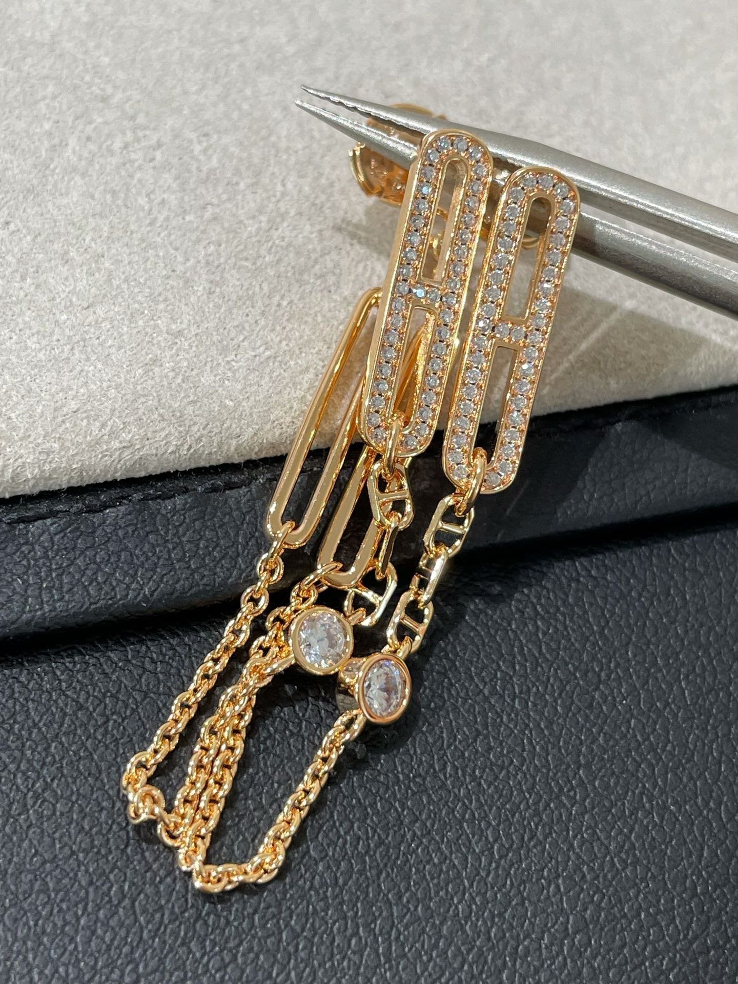 [Peak]CHAINE CHAOS DIAMOND DROP EARRINGS