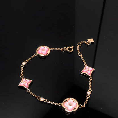 [Peak]STAR AND SUN 4 MOTIF PINK MOP ROSE GOLD BRACELET