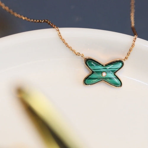 [Peak]JEUX MALACHITE 1 DIAMOND ROSE GOLD NECKLACE