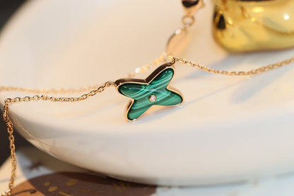 [Peak]JEUX MALACHITE 1 DIAMOND ROSE GOLD NECKLACE