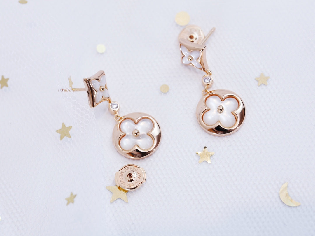 [Peak]STAR AND SUN ROSE GOLD MOP DROP EARRINGS
