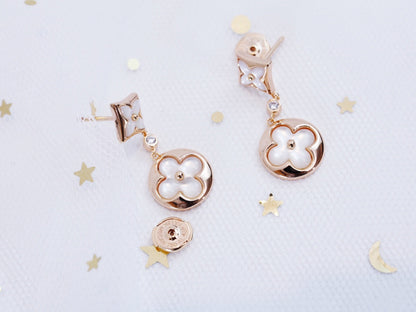 [Peak]STAR AND SUN ROSE GOLD MOP DROP EARRINGS