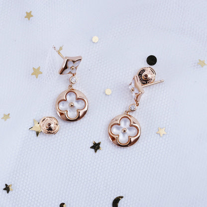 [Peak]STAR AND SUN ROSE GOLD MOP DROP EARRINGS