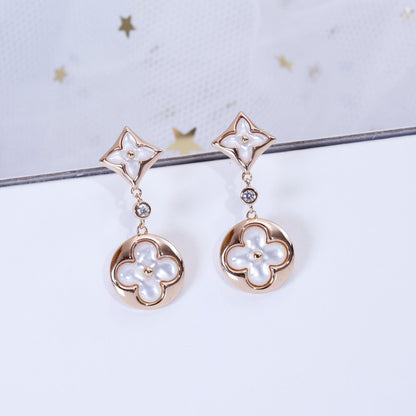 [Peak]STAR AND SUN ROSE GOLD MOP DROP EARRINGS