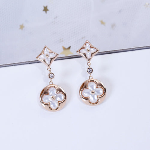 [Peak]STAR AND SUN ROSE GOLD MOP DROP EARRINGS