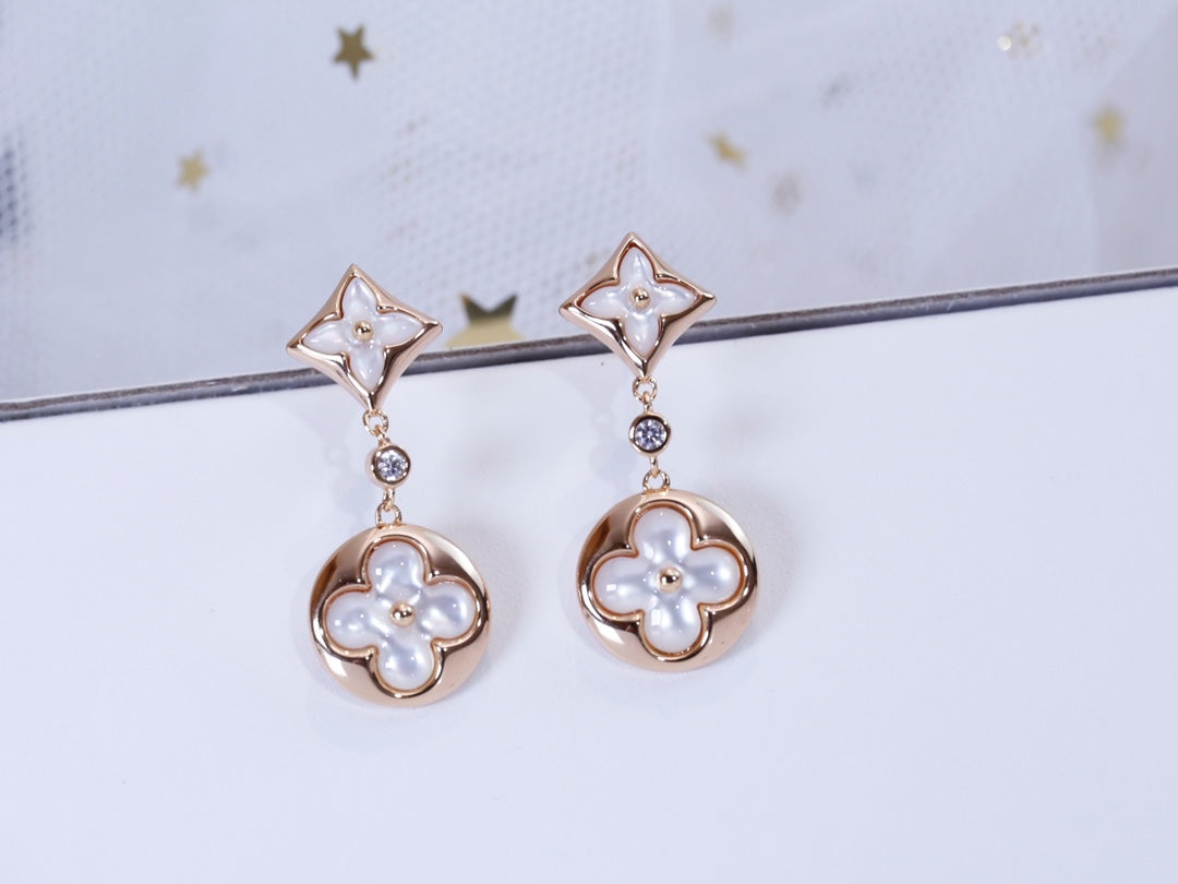 [Peak]STAR AND SUN ROSE GOLD MOP DROP EARRINGS