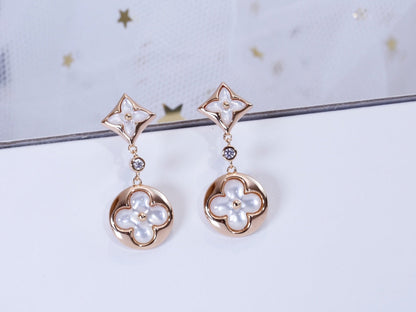[Peak]STAR AND SUN ROSE GOLD MOP DROP EARRINGS