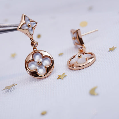 [Peak]STAR AND SUN ROSE GOLD MOP DROP EARRINGS