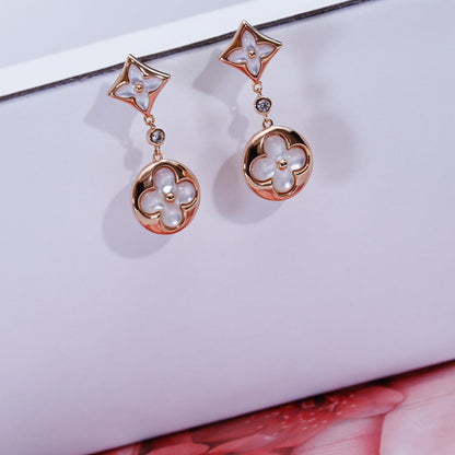 [Peak]STAR AND SUN ROSE GOLD MOP DROP EARRINGS