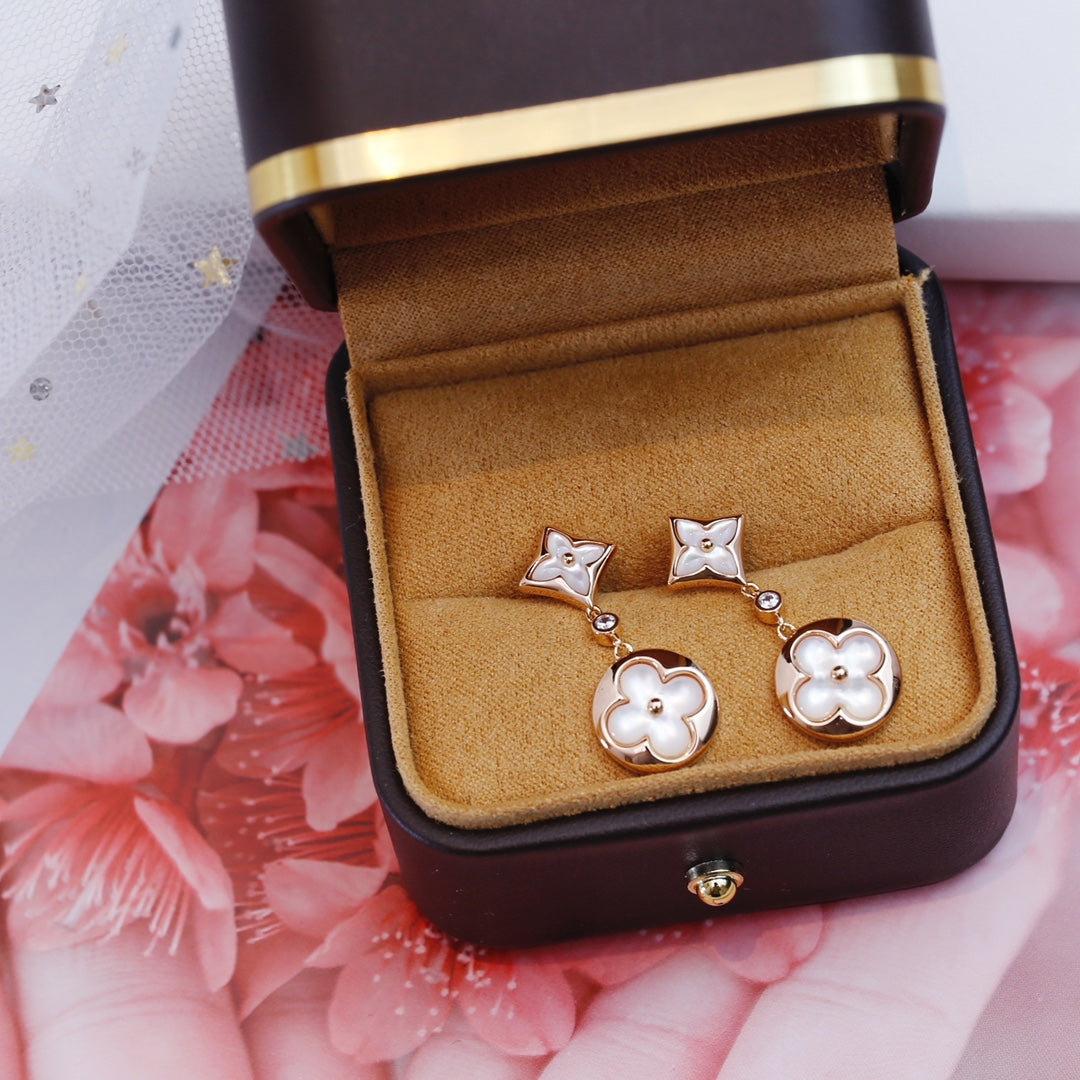 [Peak]STAR AND SUN ROSE GOLD MOP DROP EARRINGS