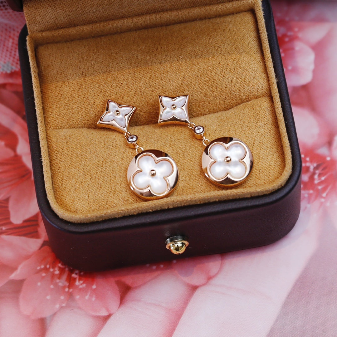 [Peak]STAR AND SUN ROSE GOLD MOP DROP EARRINGS