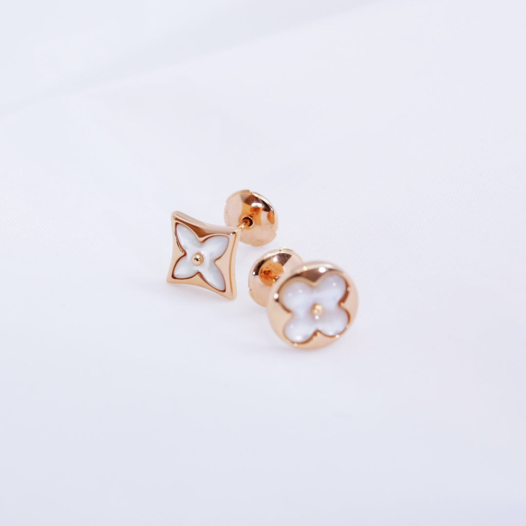 [Peak]STAR AND SUN ROSE GOLD MOP STUD EARRINGS