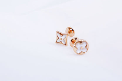 [Peak]STAR AND SUN ROSE GOLD MOP STUD EARRINGS