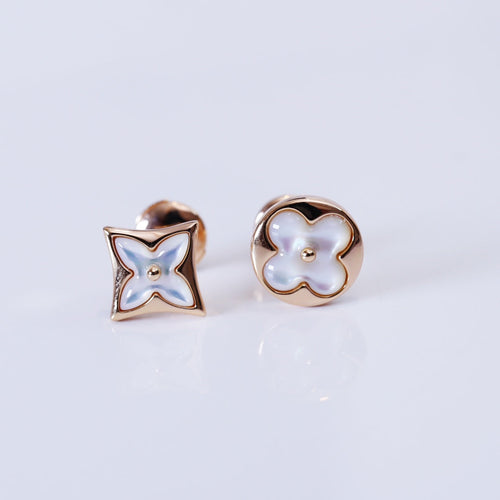 [Peak]STAR AND SUN ROSE GOLD MOP STUD EARRINGS