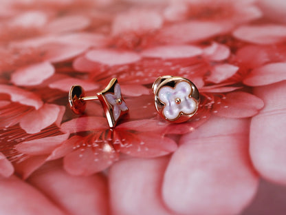 [Peak]STAR AND SUN ROSE GOLD MOP STUD EARRINGS